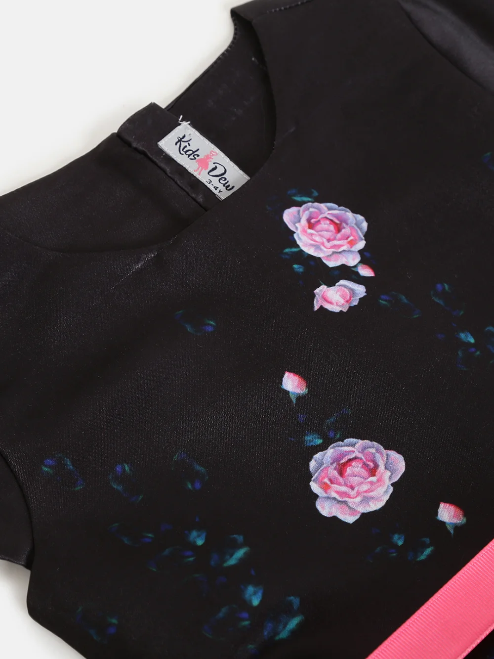 Stylish Black Duchess Satin AOP Dress view 5