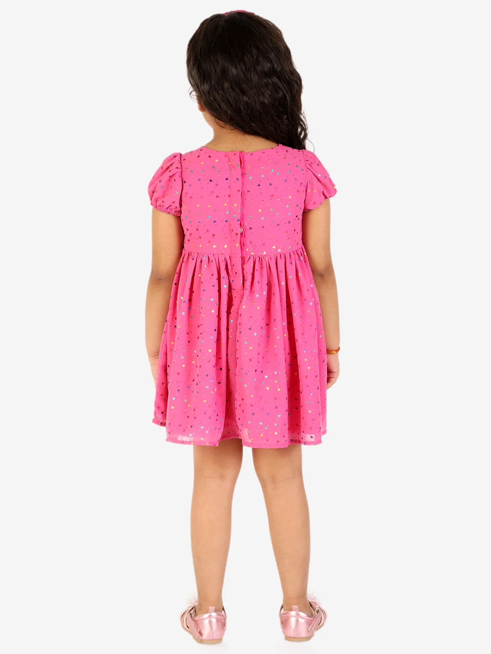 Radiant Magenta Rainbow Hearts Baby Party Dress view 4