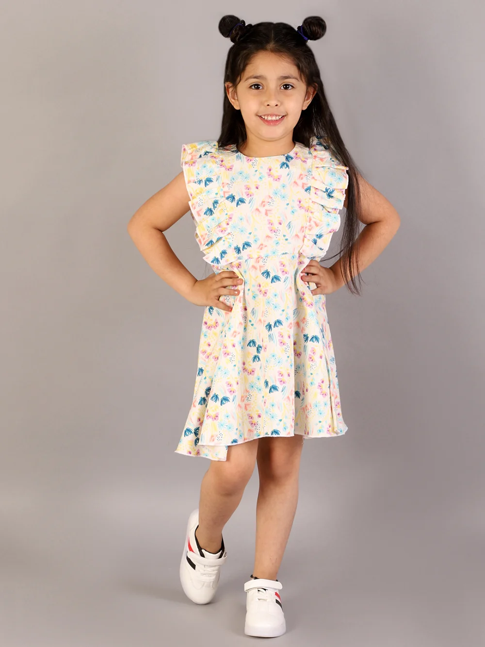 Comfortable White Printed Dress view 2