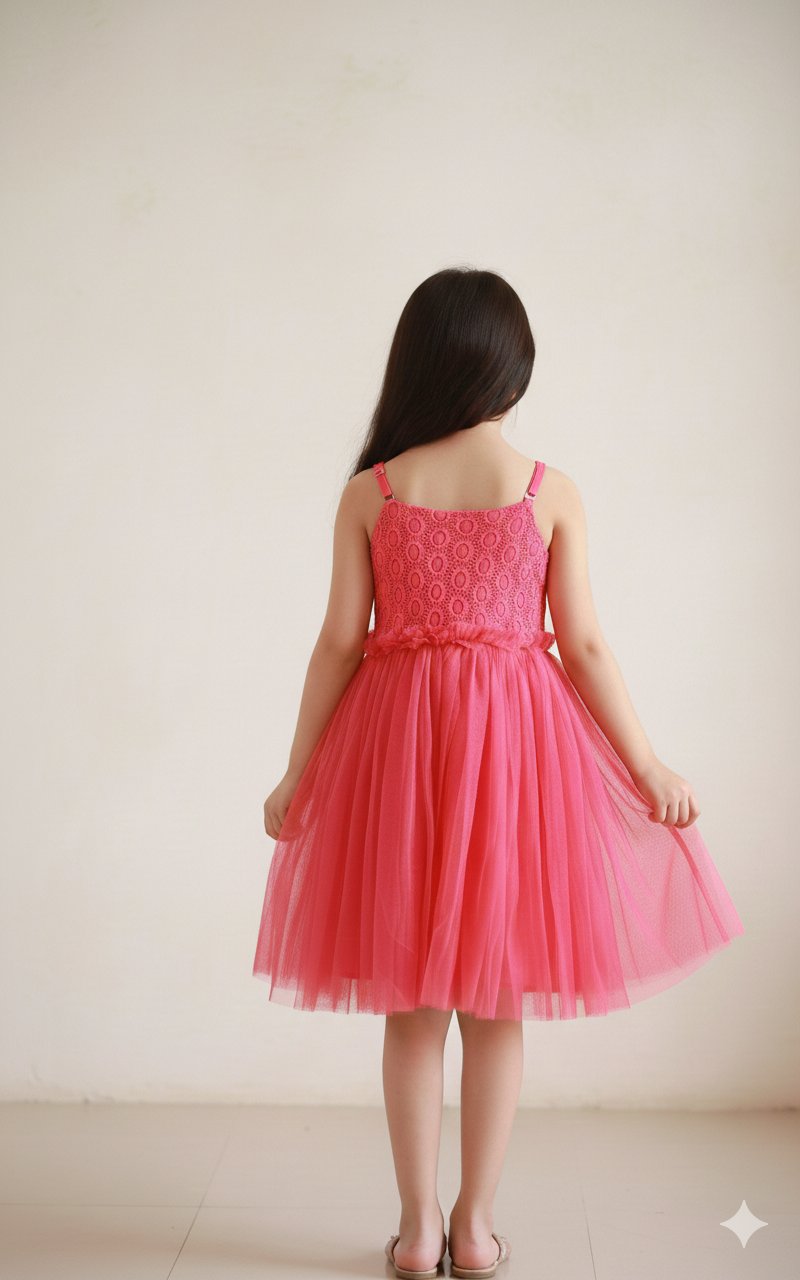 Fuchsia Elegance: Strappy Corsages Fit and Flare Dress view 2