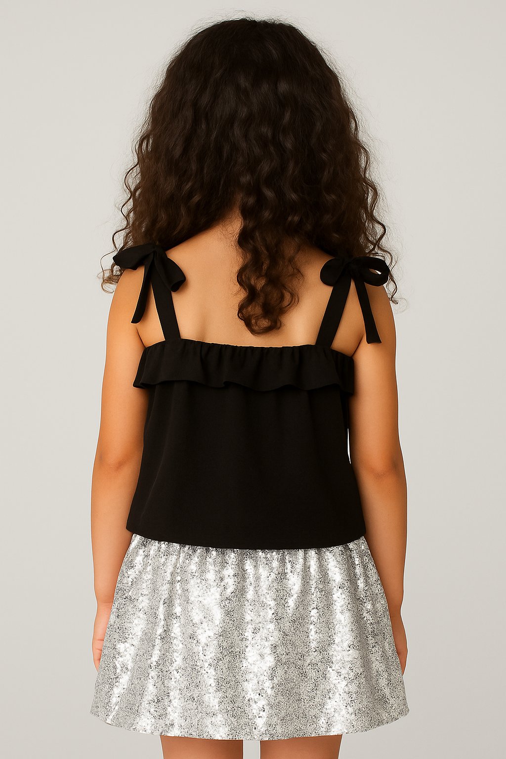 Chic Black Hosiery Tie-Up Tops view 2