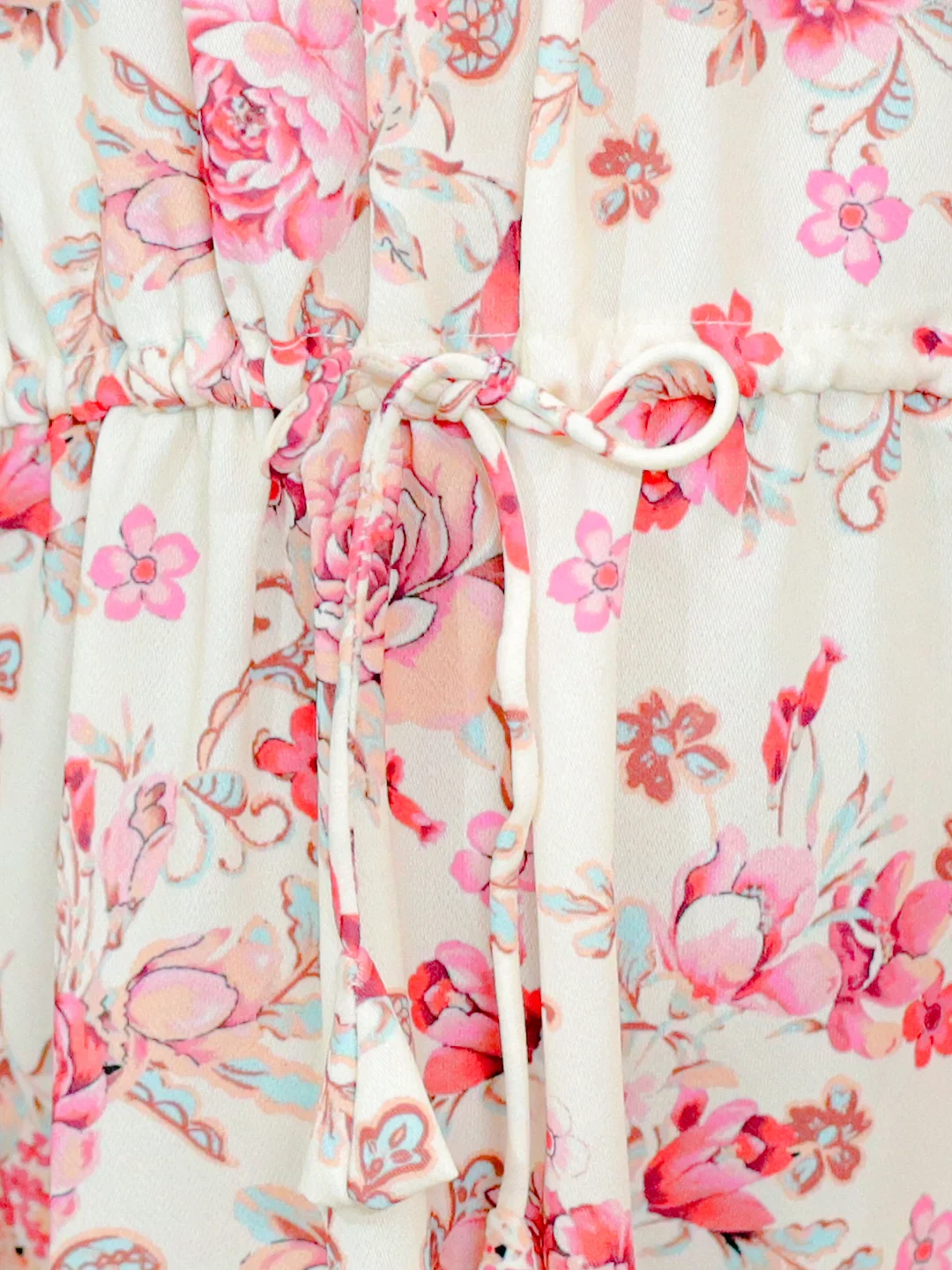 Sleevless all over printed A-Line knee length dress comes with flared hem Beige view 5