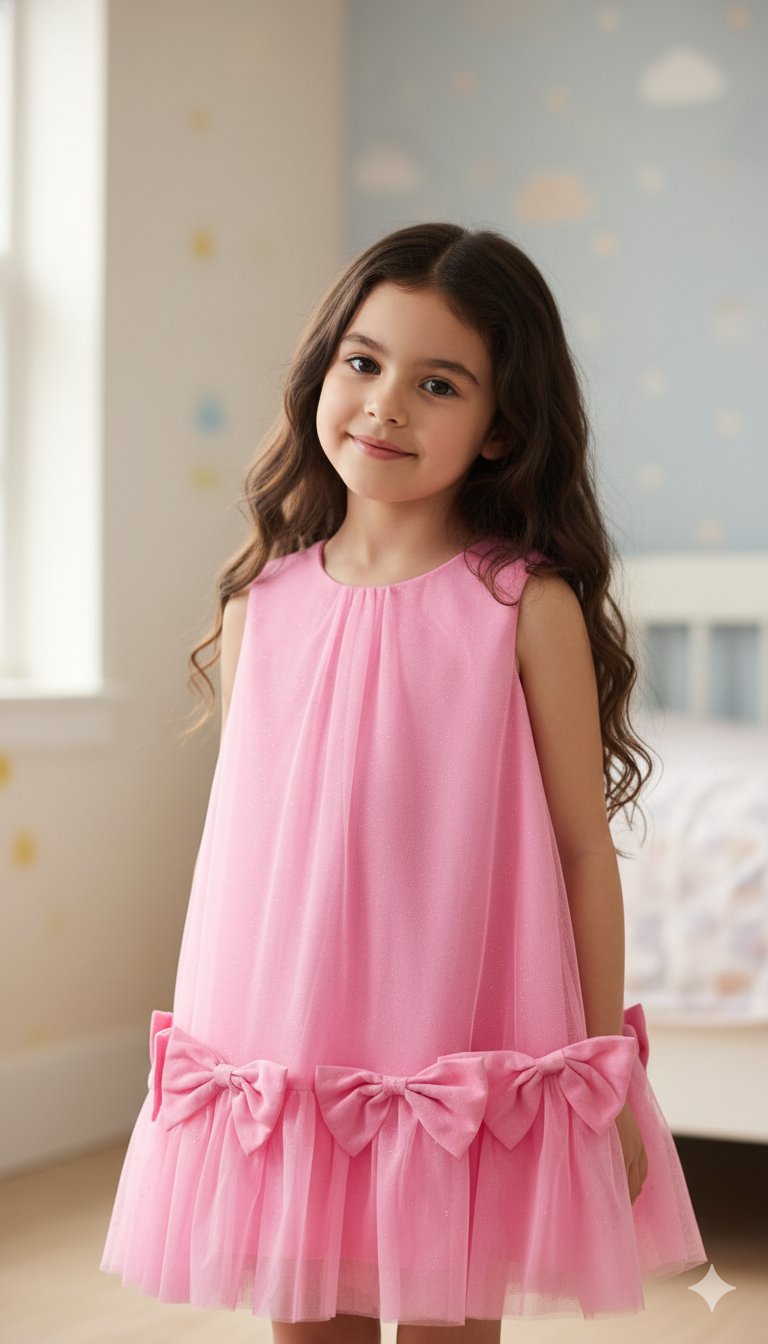 Candy Pink Tulle Bow Detail Dress view 2