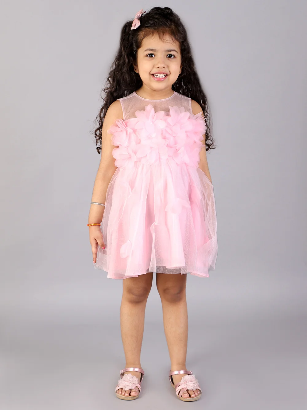 Elegant Pink Pearl Bouquet Party Dress view 2