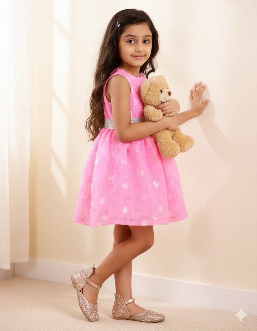 Pink Sleeveless Net Party Dress view 2