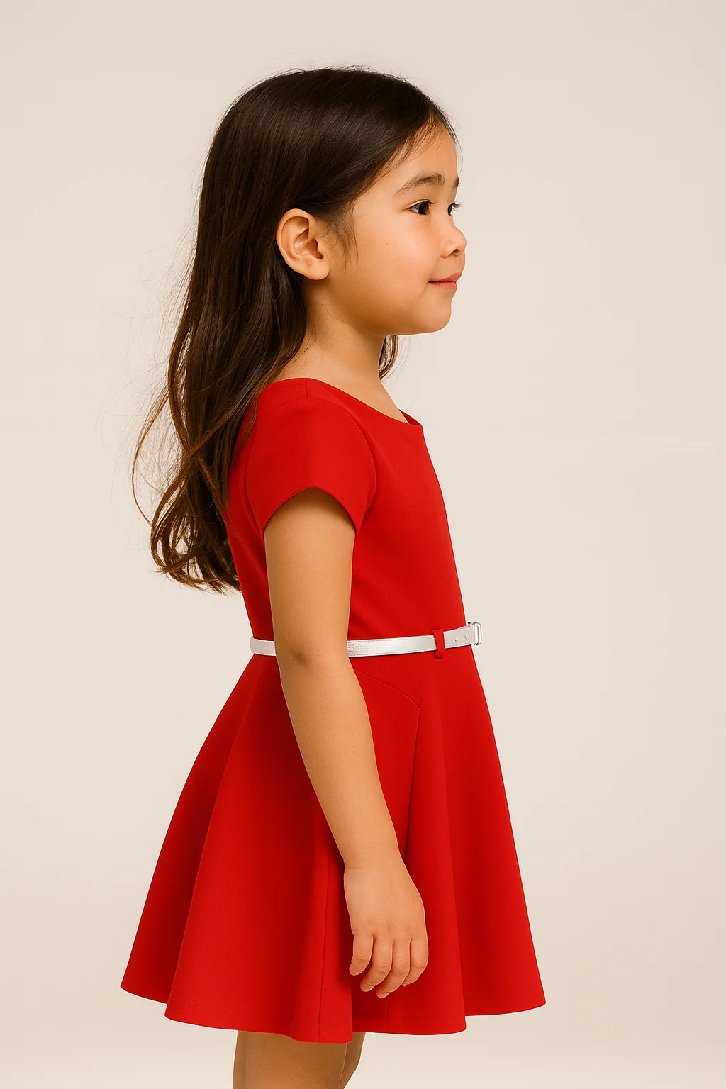 Stylish Red Crepe Dress view 3