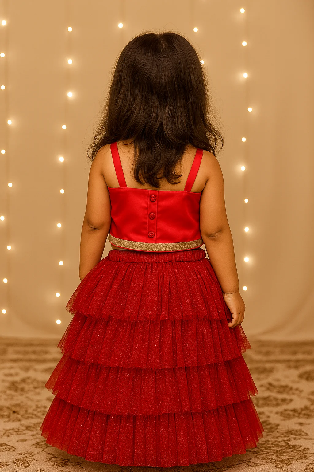 KidsDew Flared Glitter Net Lehenga Choli view 2