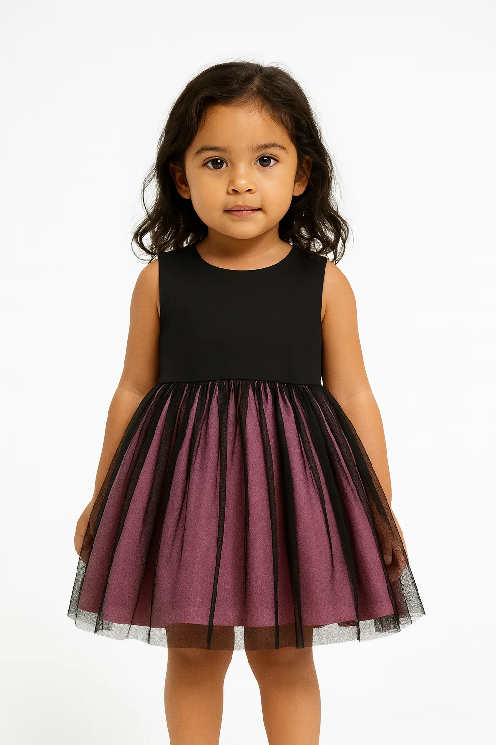 Stylish Black Girls’ Party Dress with Back Bow