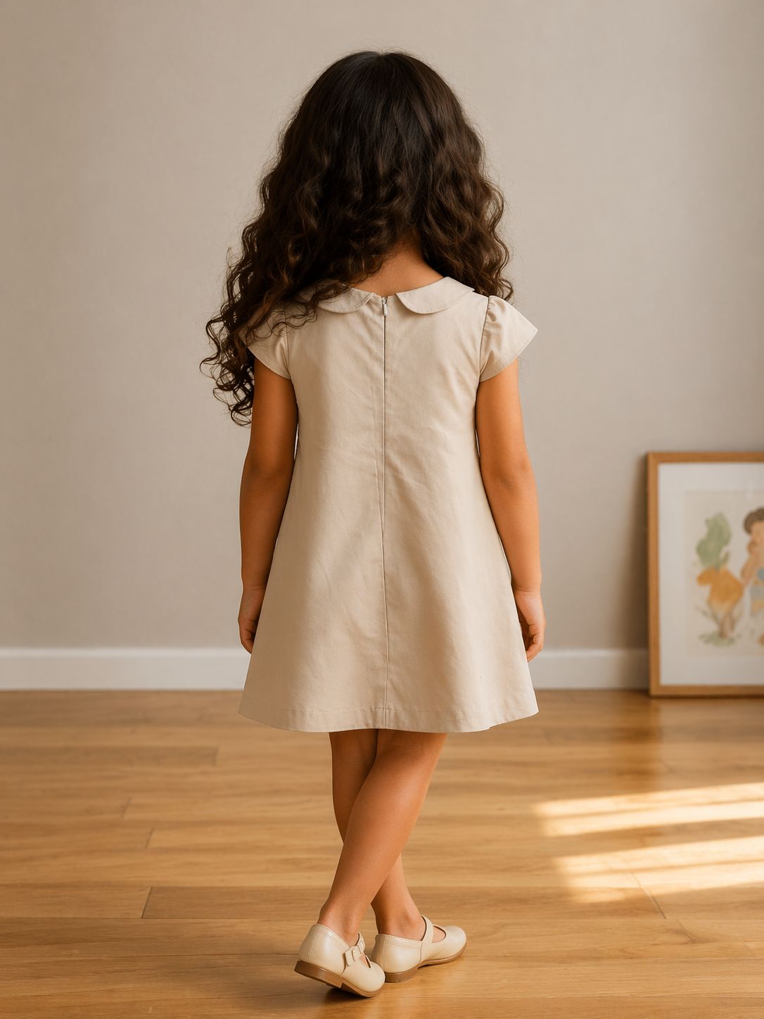 Elegant Double-Button A-Line Kids Dress view 3