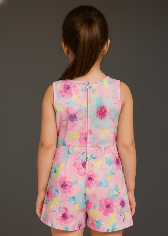 Elegant Pastel Floral Front Bow Playsuit  view 2