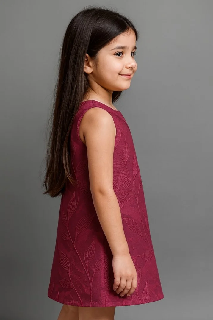 Kidsdew Sleeveless Jacqard A-line Knee Length Dress view 3