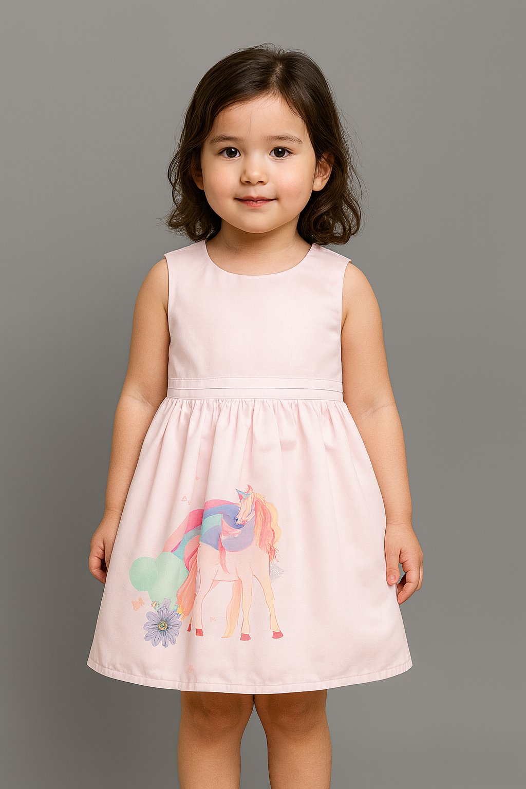 Charming Pink Unicorn Print Dress