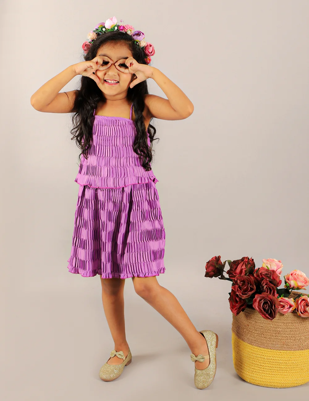 Chic Purple Noodle Strappy Summer Dress