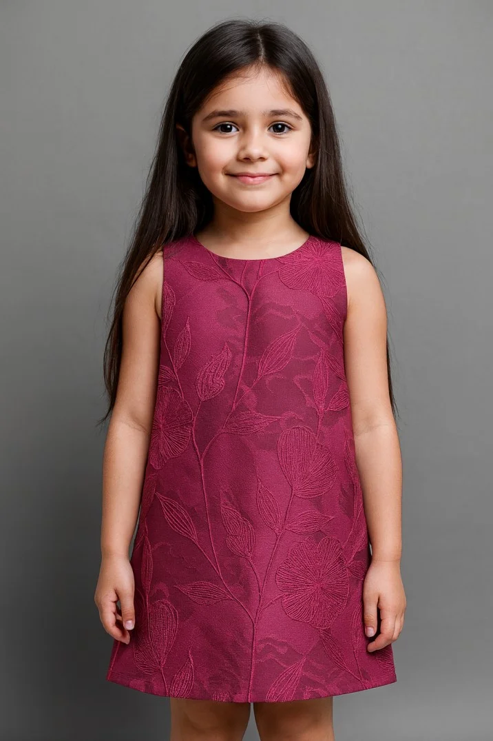 Kidsdew Sleeveless Jacqard A-line Knee Length Dress