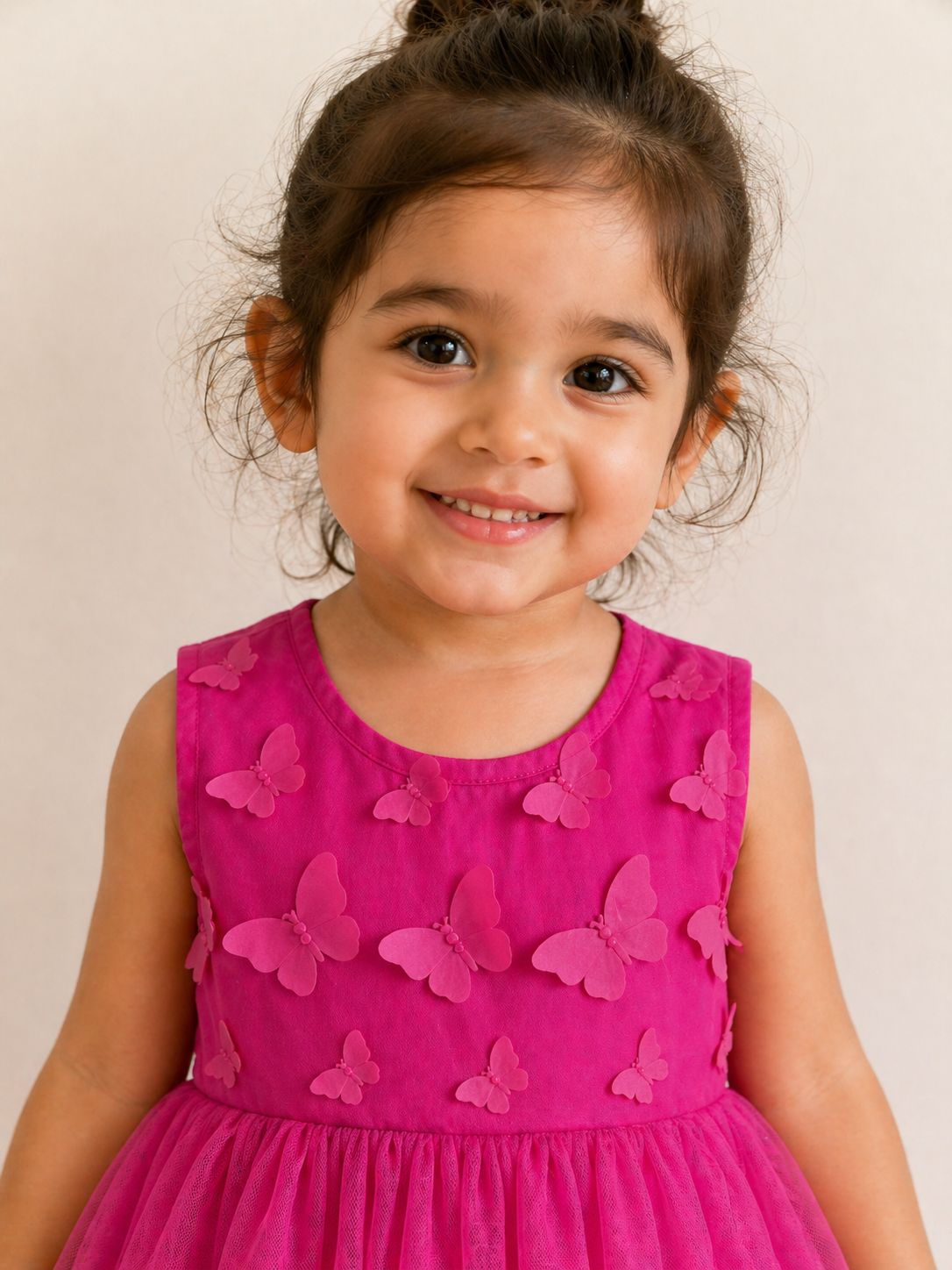 Dreamy Pink Butterfly Appliqué Knee-Length Dress view 3