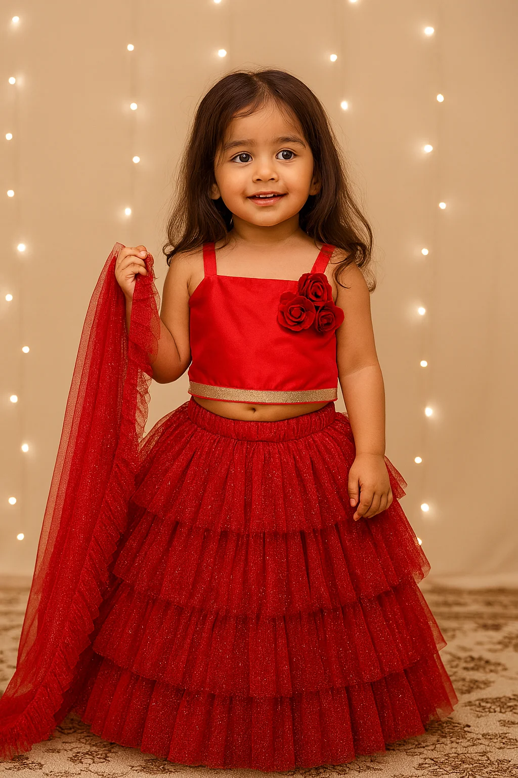 KidsDew Flared Glitter Net Lehenga Choli