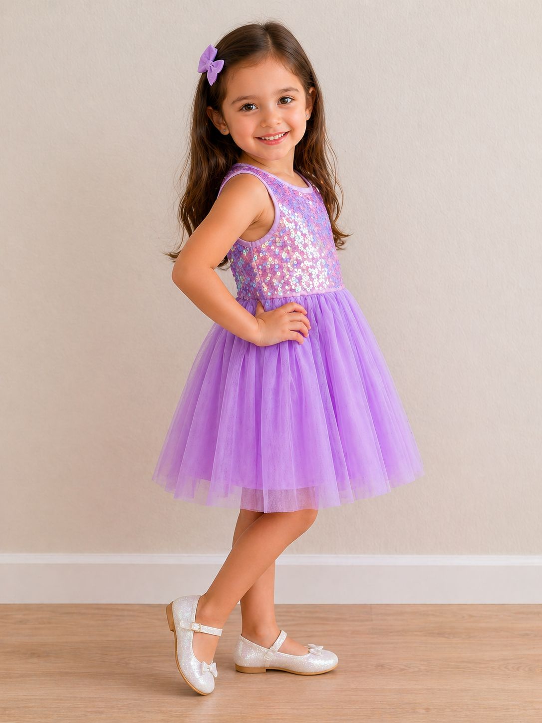 Lavender Sequin Tulle Dress view 2