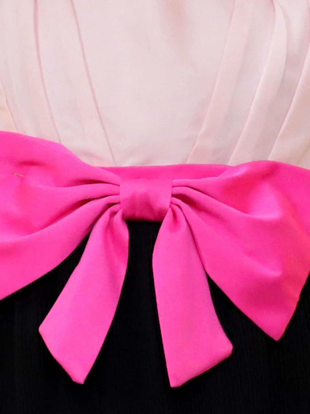 KIDSDEW SLEEVELESS PLEATED FUCHSIA BOW DRESS PINK AND BLACK view 5