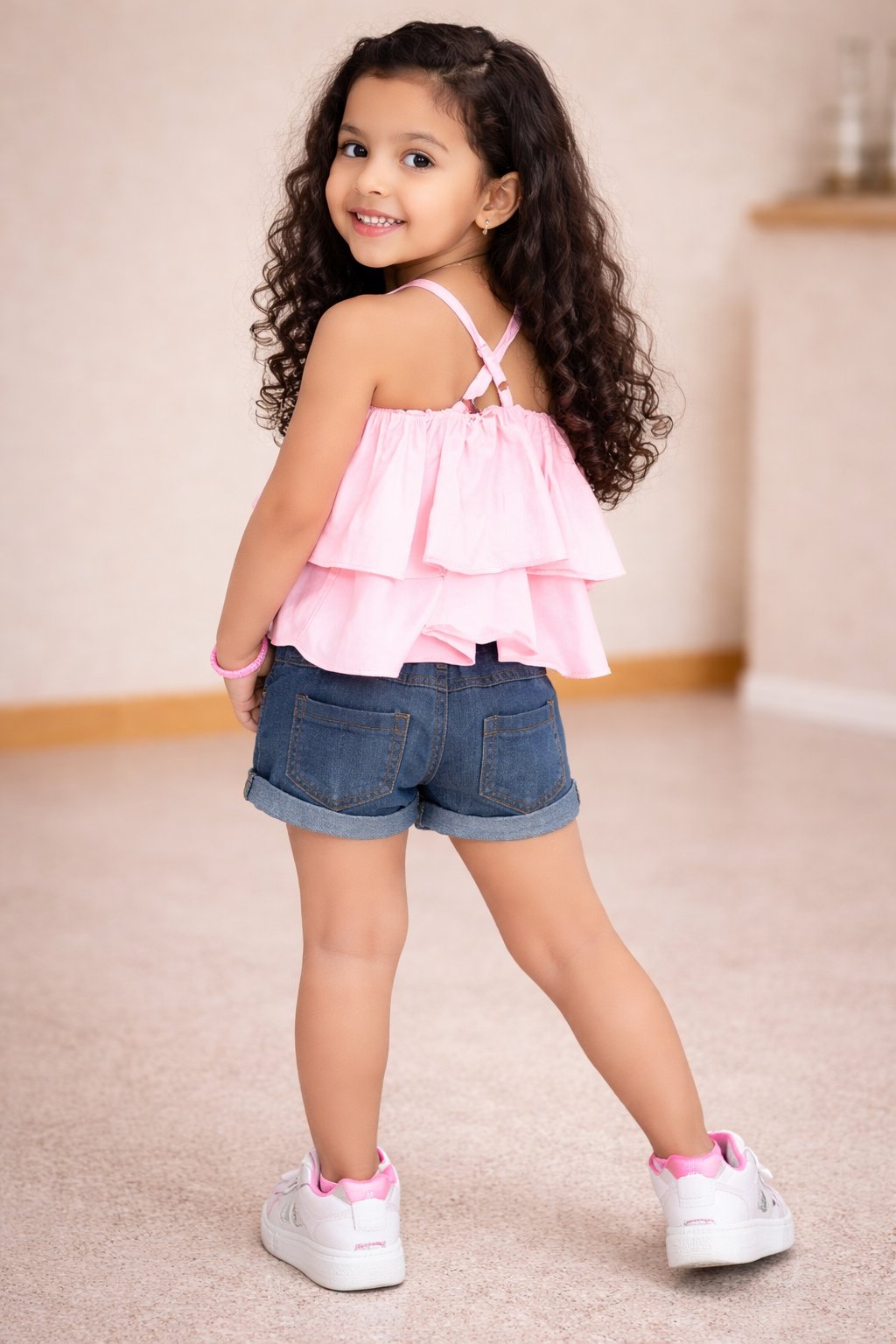 Trendy Pink Hosiery Criss-Cross Back Top view 2