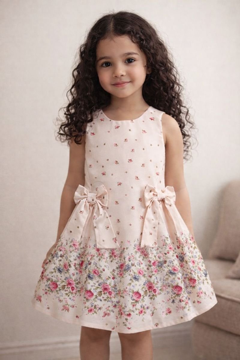 Elegant Floral Bow Party Dress
