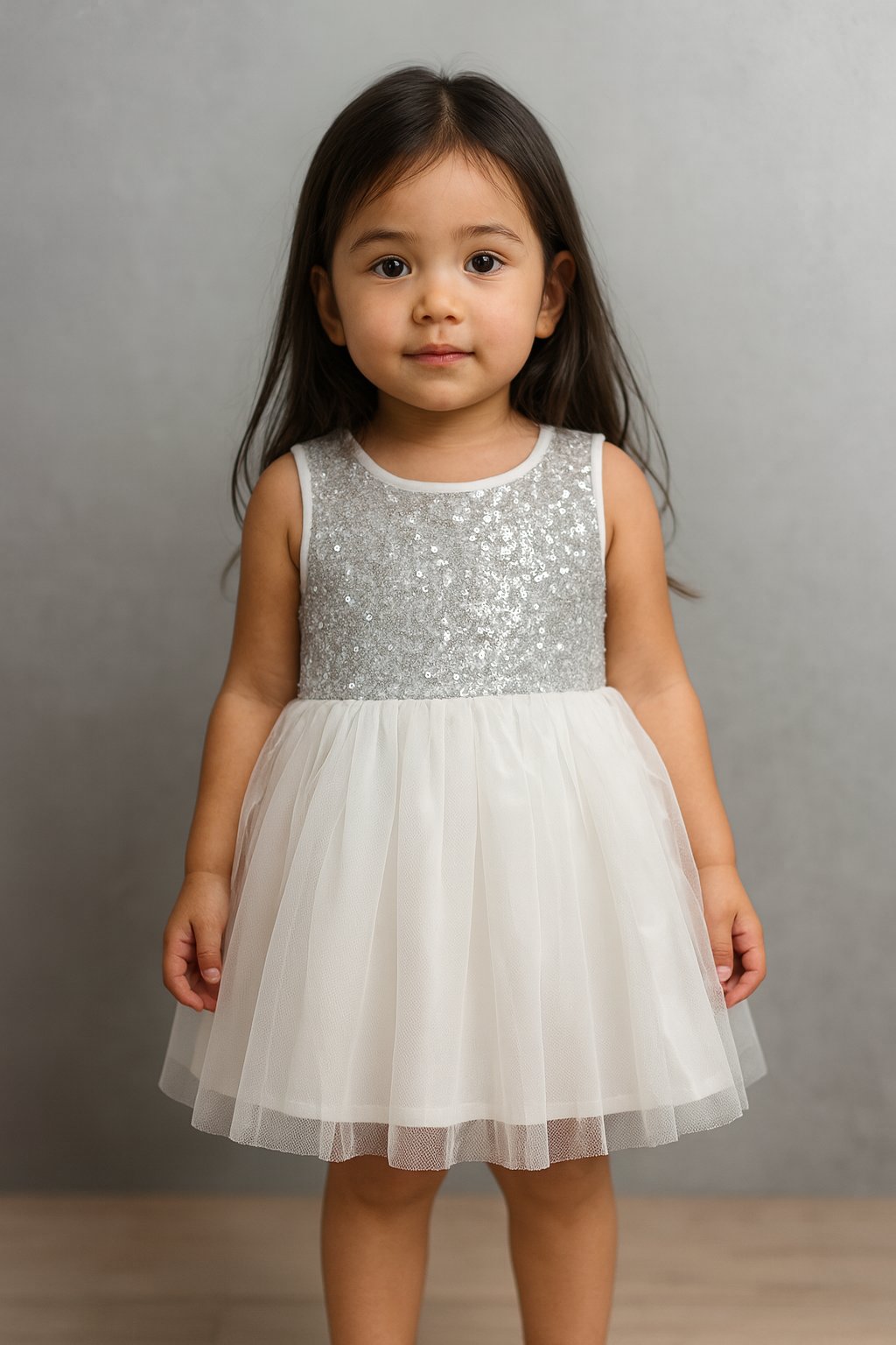 Elegant White Sequin Flare Dress