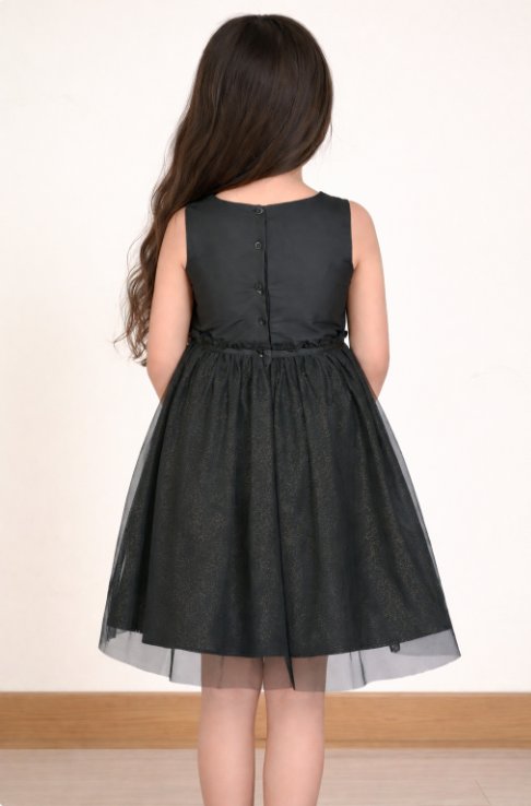 Sleek Sophistication: Black Fit and Flare Party Dress view 2