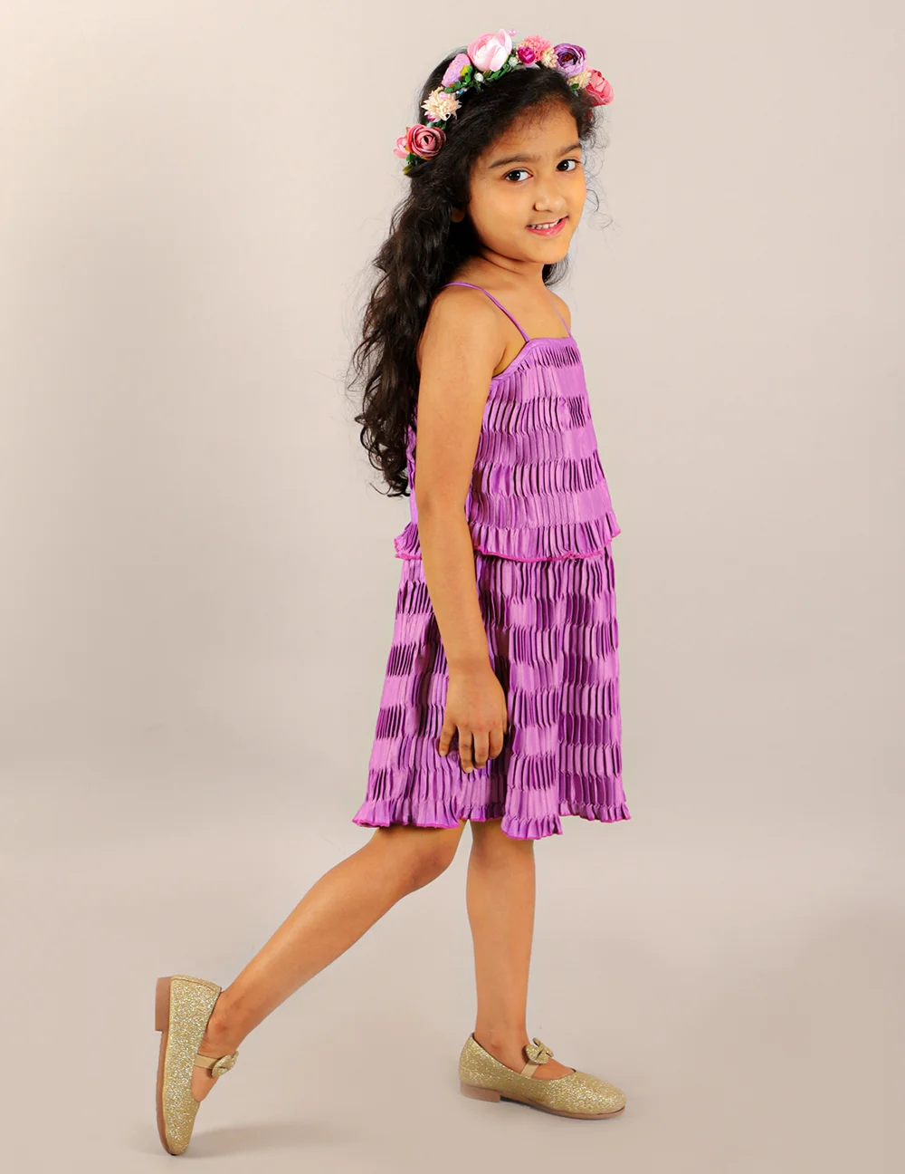 Chic Purple Noodle Strappy Summer Dress view 2