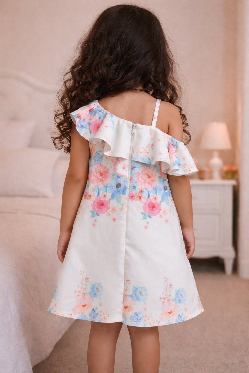 Spring Petals One-Shoulder Floral A-Line Dress view 2