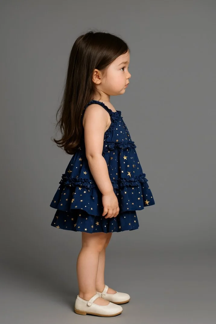 Kidsdew Sleeveless Flared Dress Navy view 3