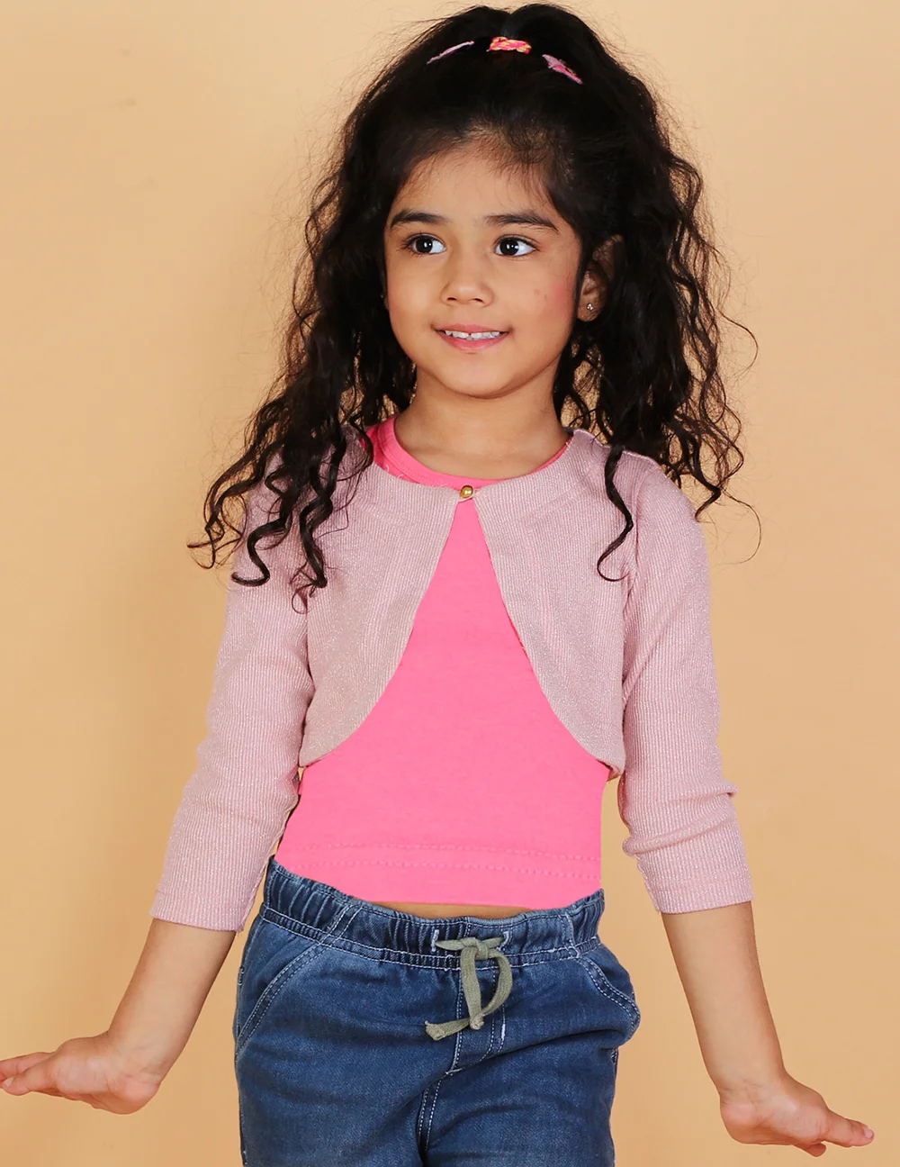 Chic Mauve Regular Hosiery Quarter Sleeves Shrug view 2