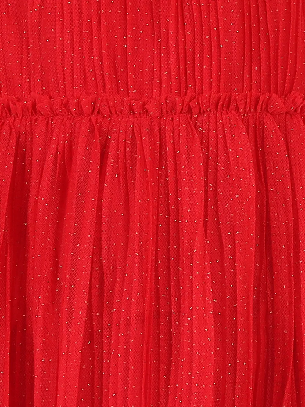 Glamorous Red Glitter Net Pleated Party Dress view 2