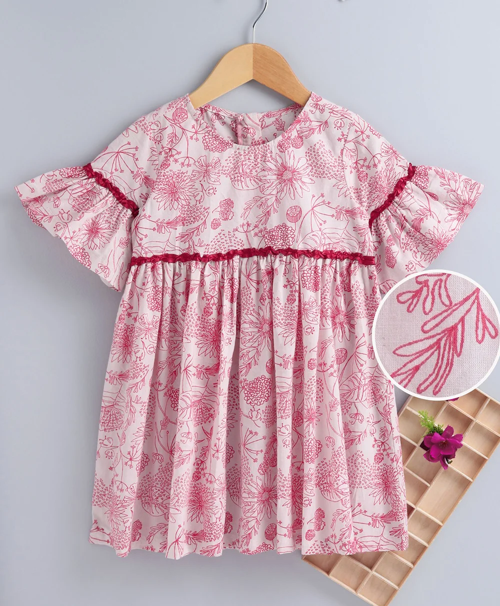 Adorable Floral Printed Girls’ Dress