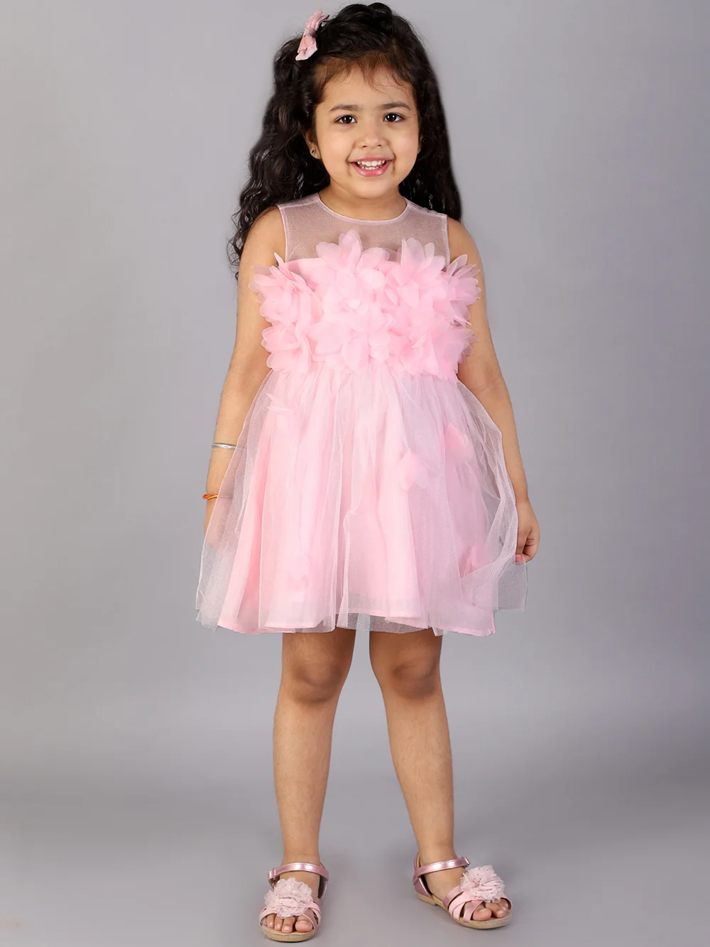 Elegant Pink Pearl Bouquet Party Dress view 4