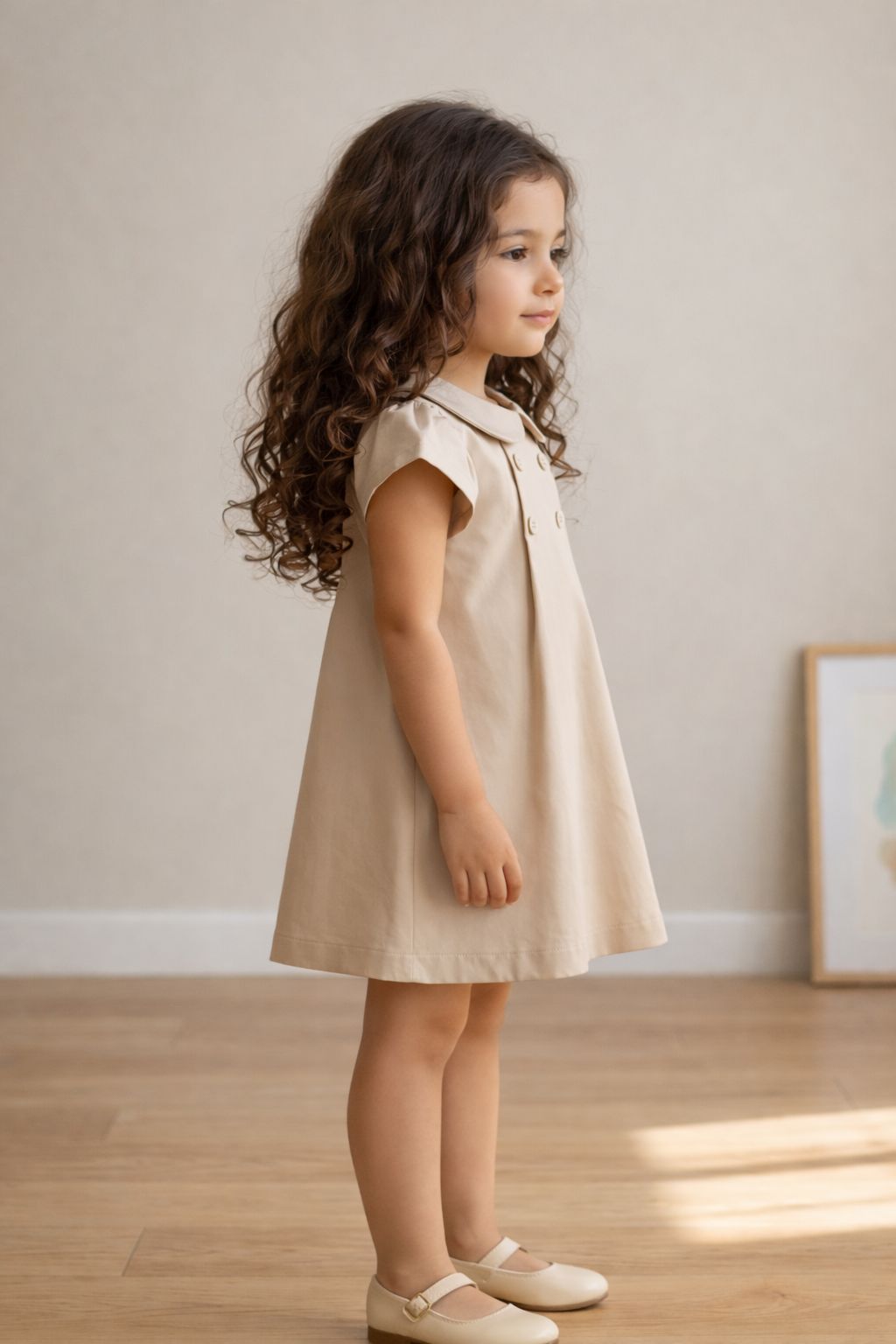 Elegant Double-Button A-Line Kids Dress view 2