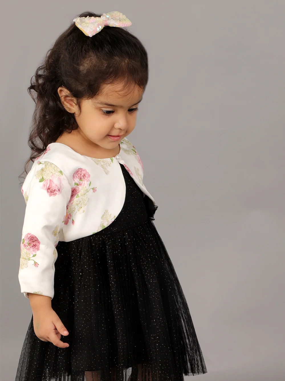 Trendy White Printed Scuba Quarter Sleeves Shrug view 2