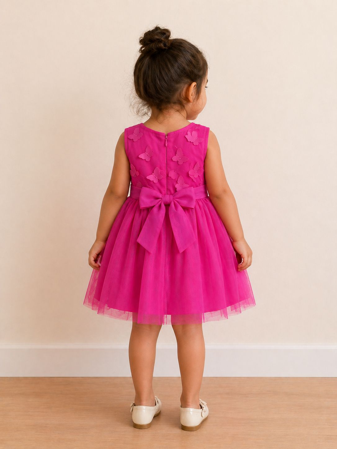 Dreamy Pink Butterfly Appliqué Knee-Length Dress view 4