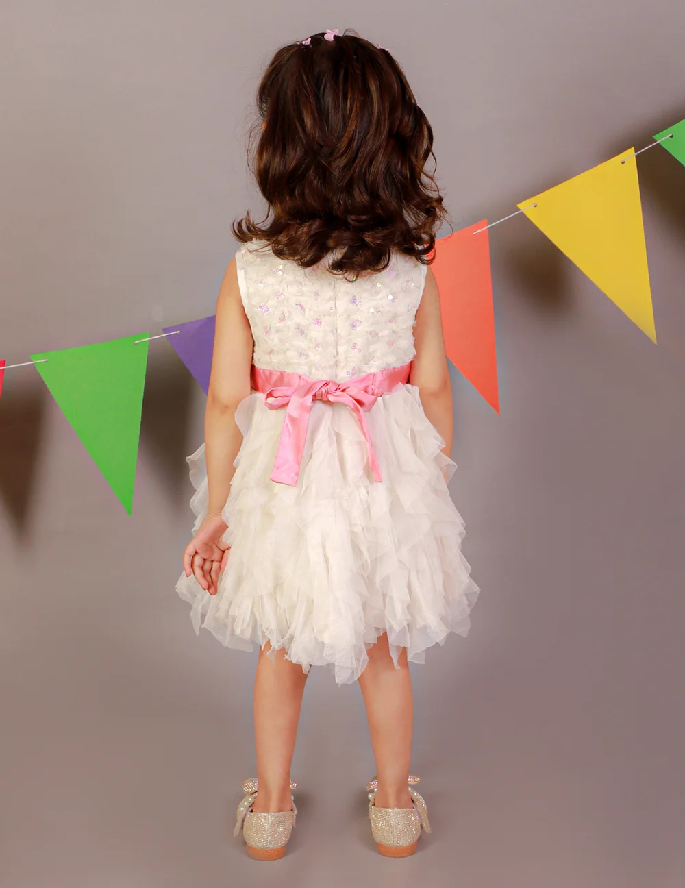 Radiant White Sequin Fit and Flare Dress view 4