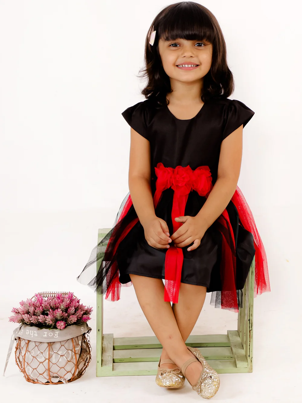 Chic Elegance: Black Net Tuil Dress