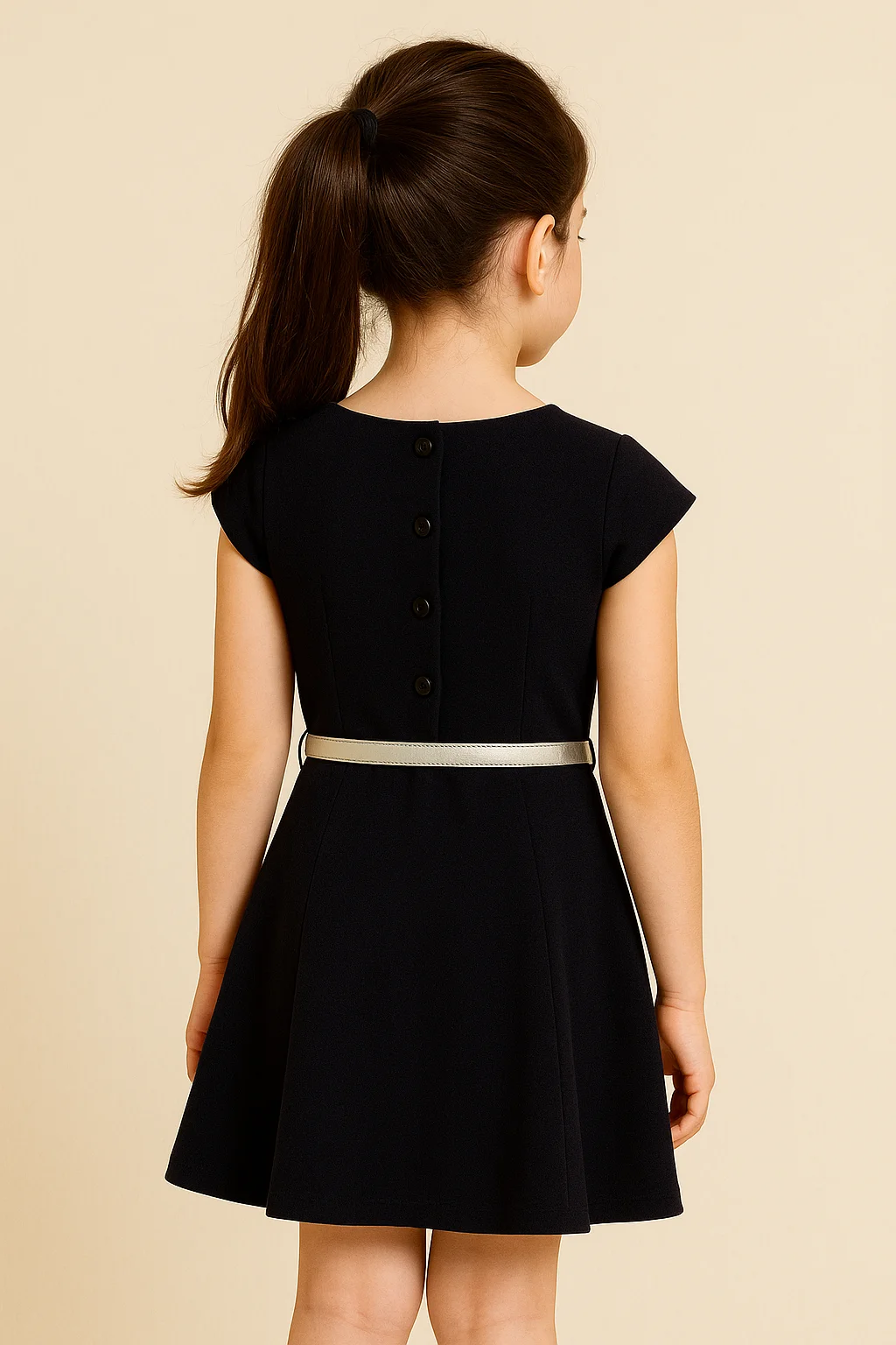 Stylish Navy Crepe Dress view 3