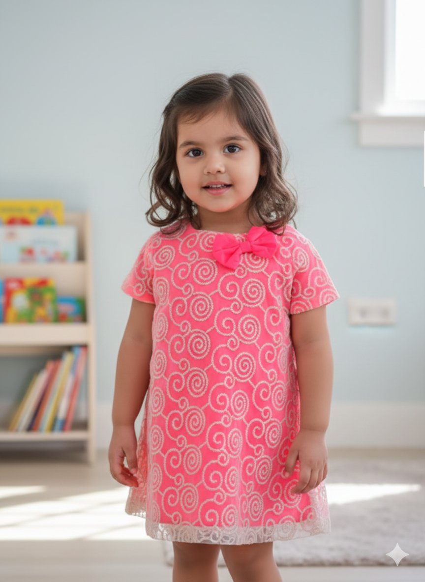 Enchanting Pink Lace A-Line Dress