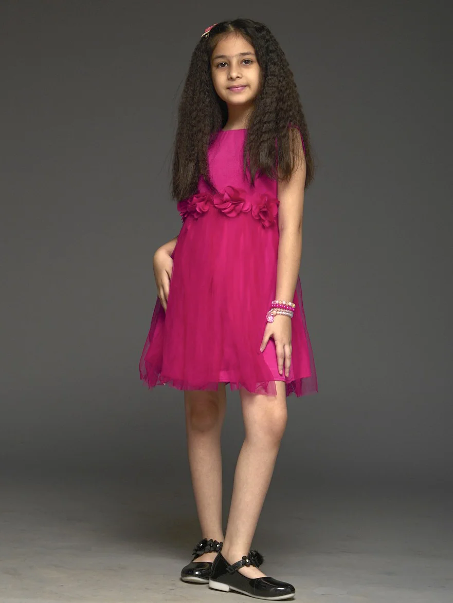 KidsDew sleeveless Fit and Flare Knee Length Dress FUCHSIA view 2