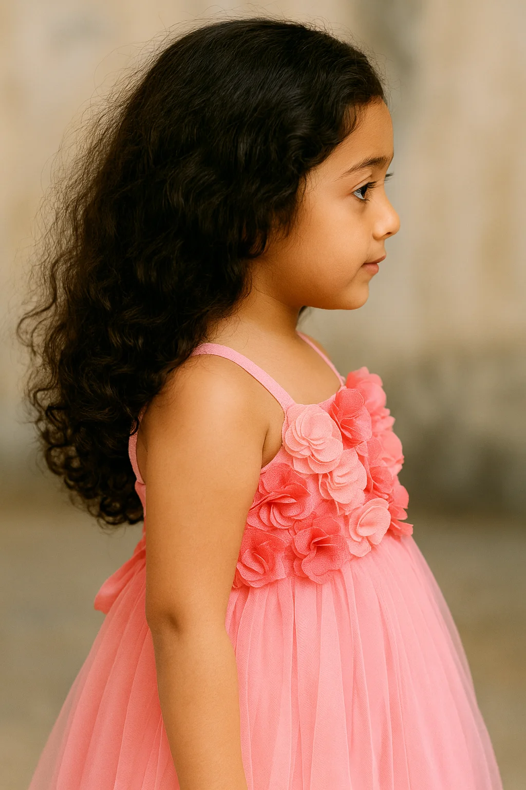 Charming Peach Tuil Party Dress view 4