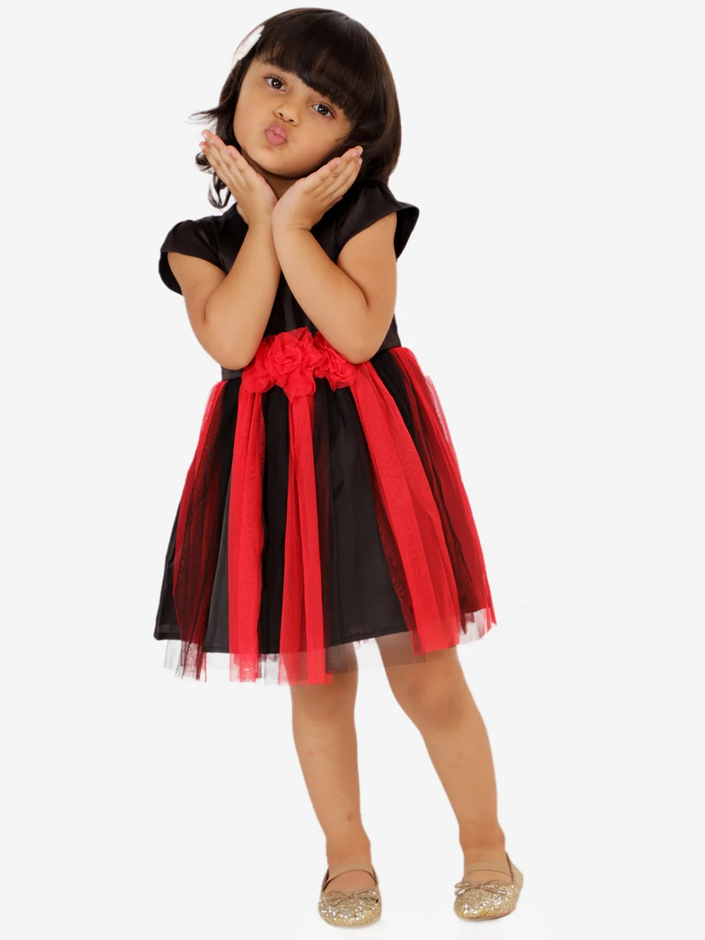 Chic Elegance: Black Net Tuil Dress view 2