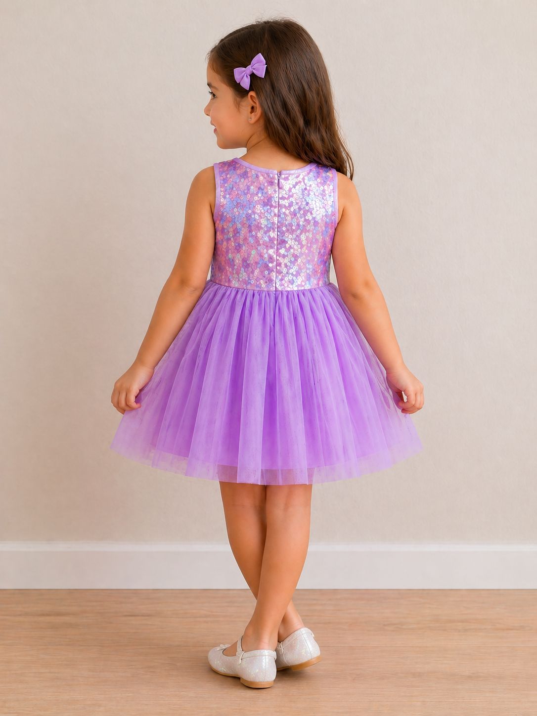 Lavender Sequin Tulle Dress view 3