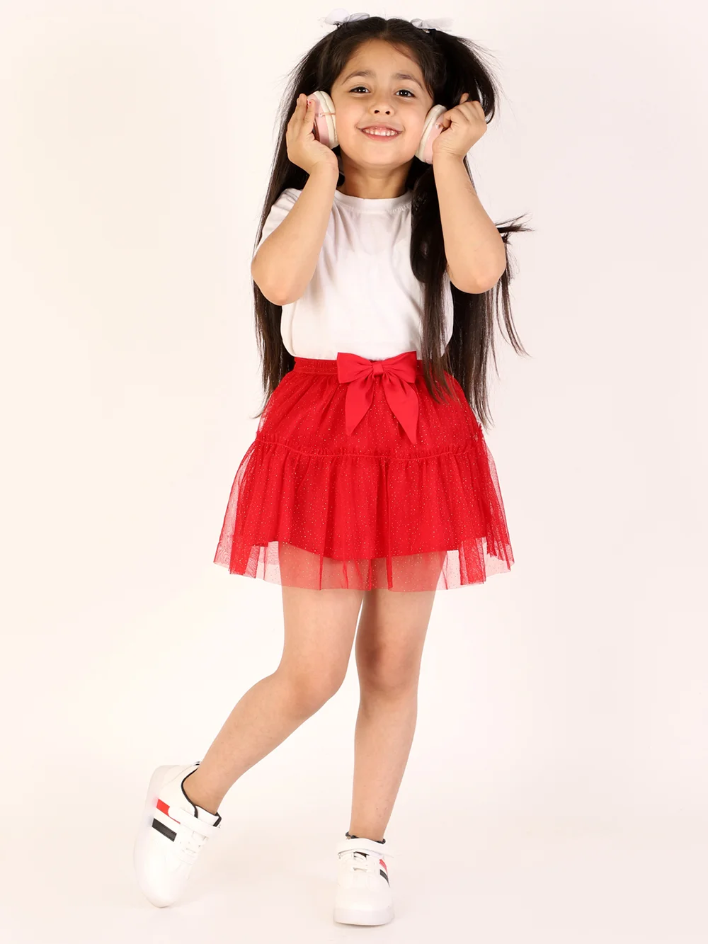 Sparkling Red Glitter Mesh Skirt