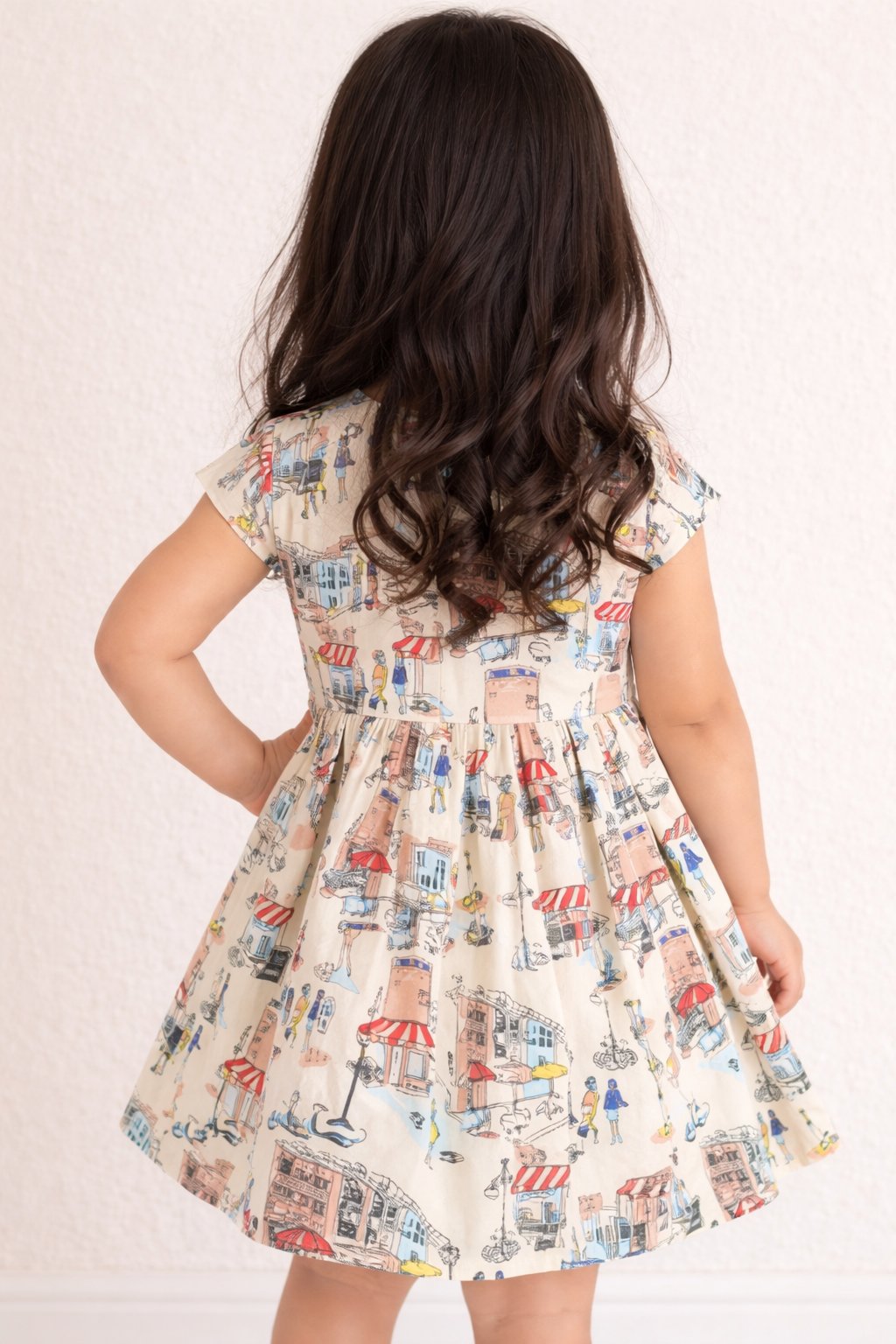 Effortlessly Chic: Beige Abstract Print Fit and Flare Dress view 2