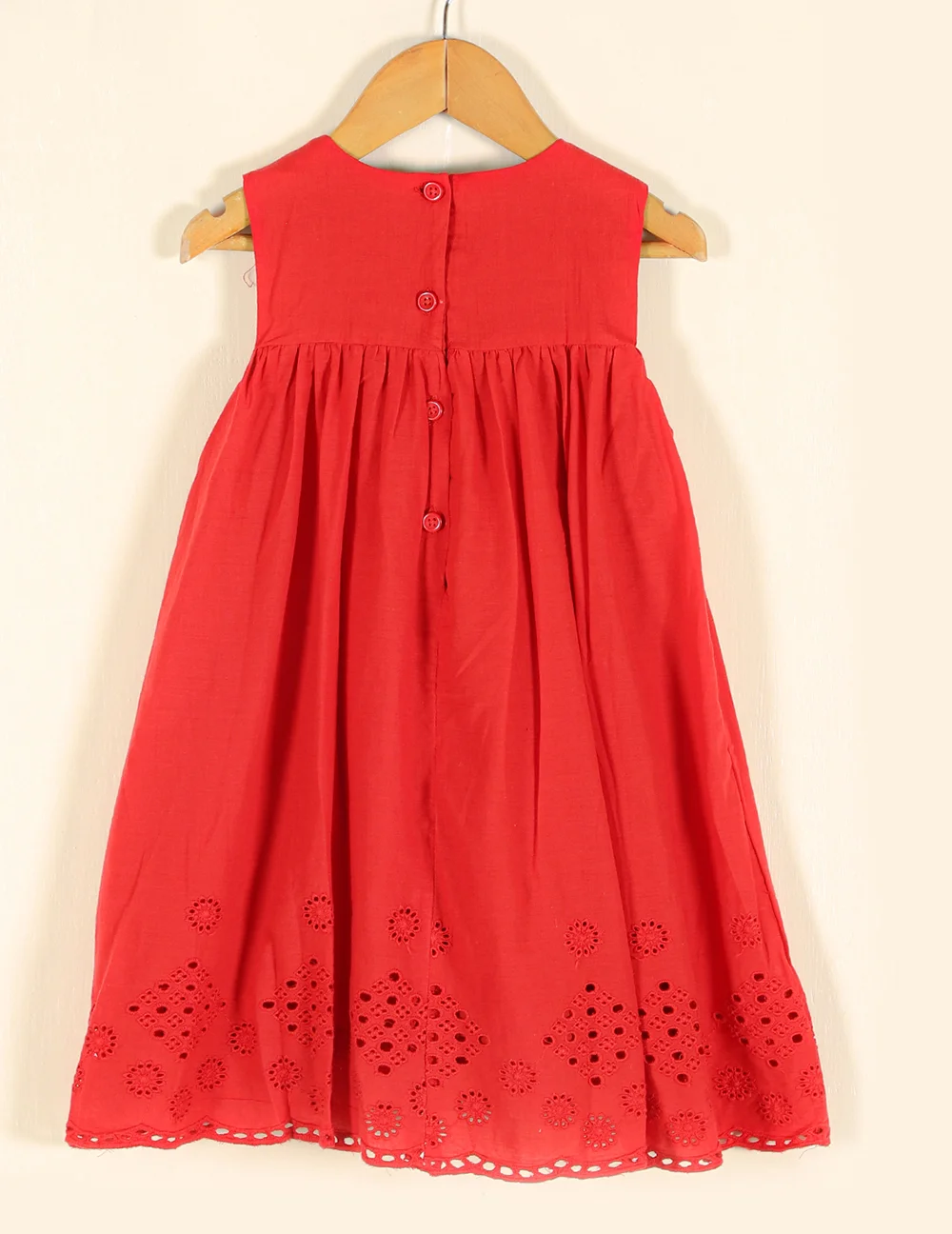 Vibrant Red Cotton Dress view 3