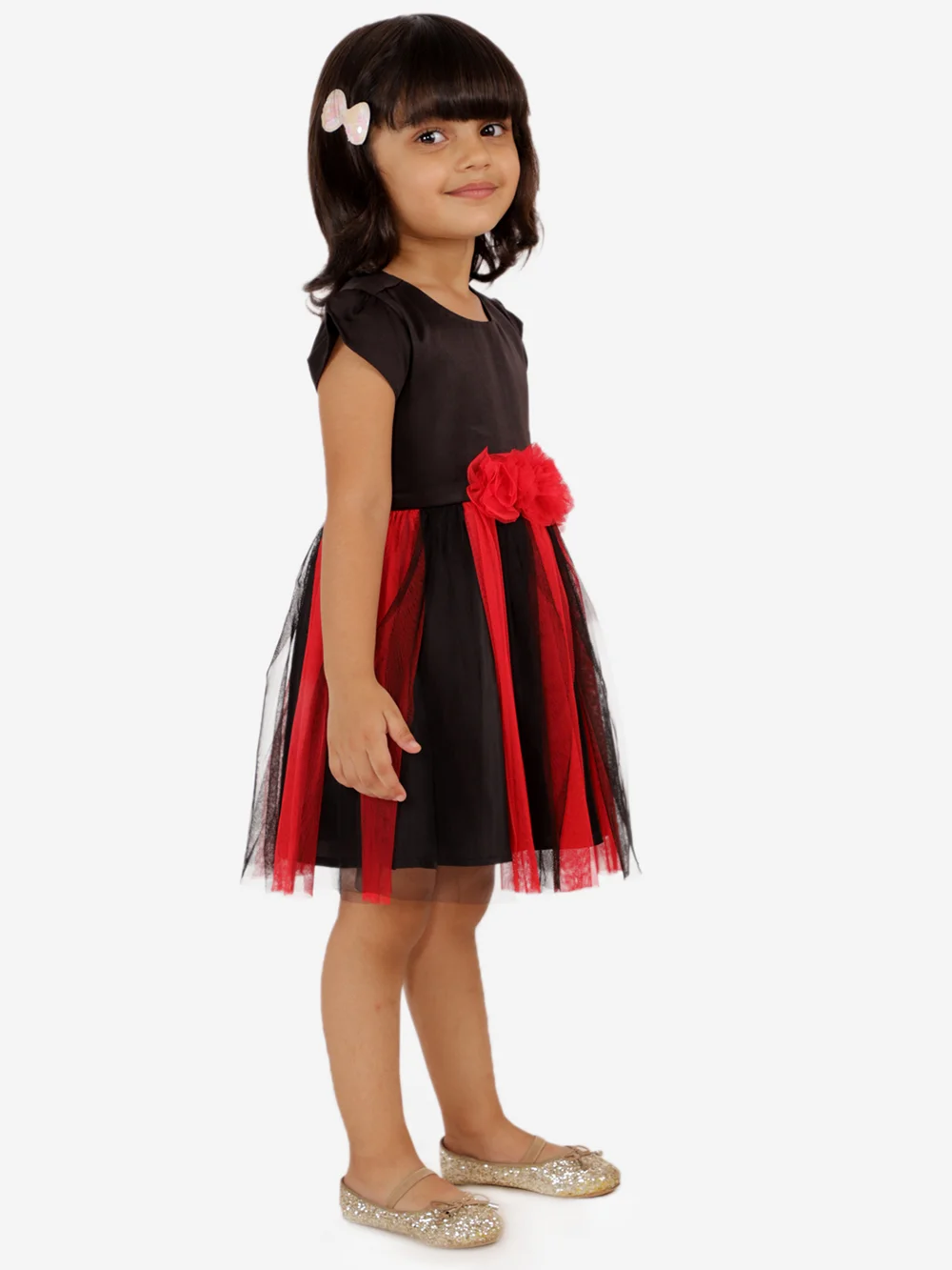 Chic Elegance: Black Net Tuil Dress view 4