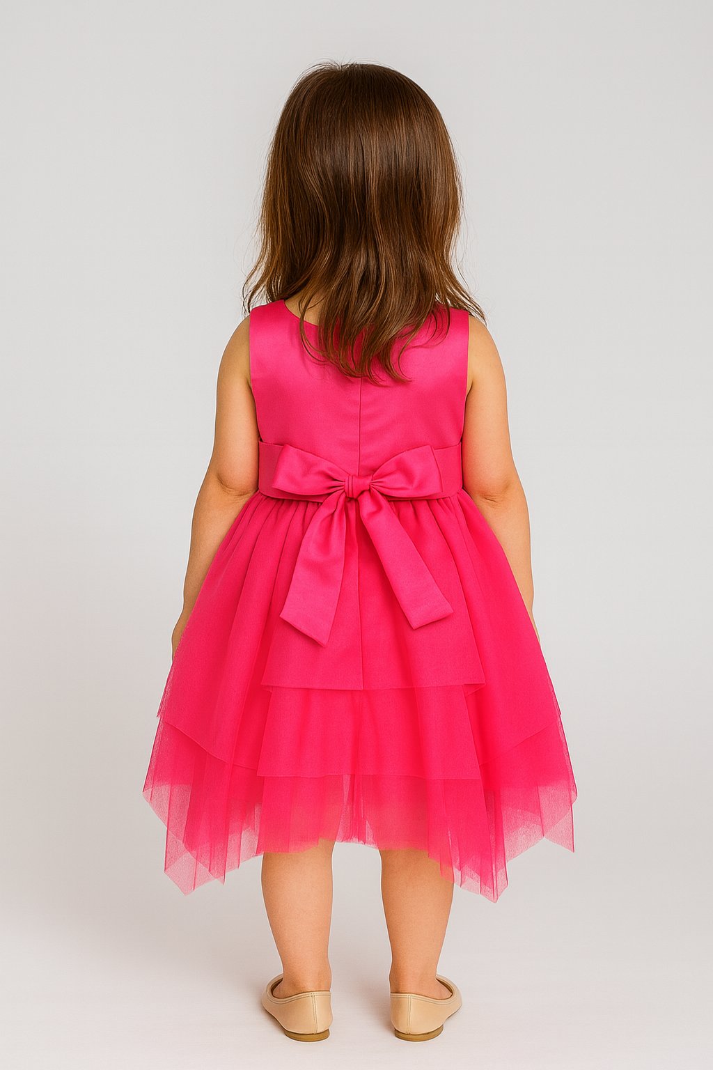 Enchanting Magenta Net Tuil Dress view 2