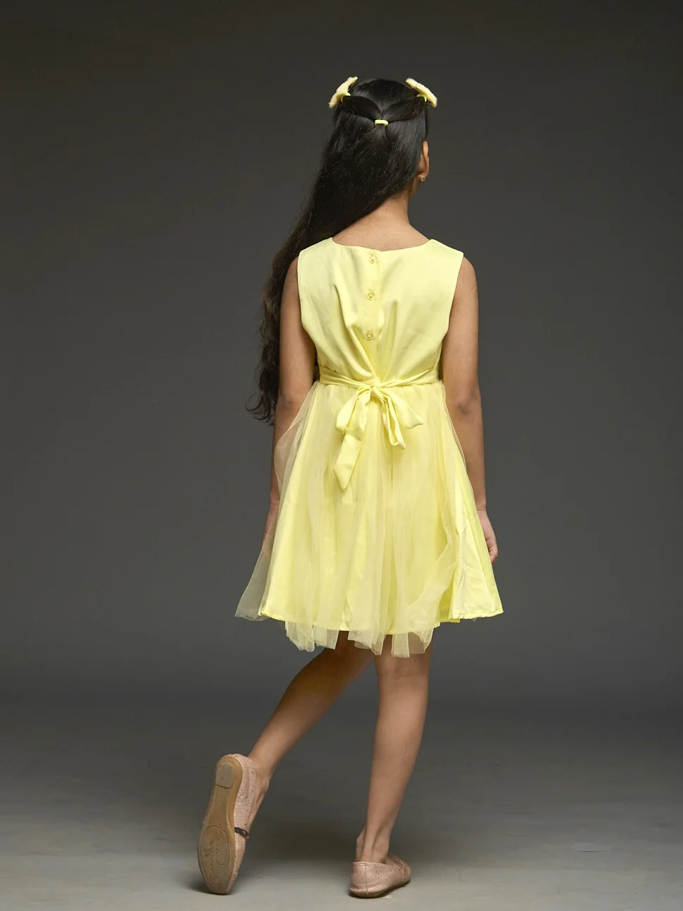 KidsDew sleeveless Fit and Flare Knee Length Dress YELLOW view 2